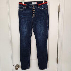 Cabi Jeans #Button Fly Skinny High-Rise Dark Stone Denim Sculpting Stretch Sz 10